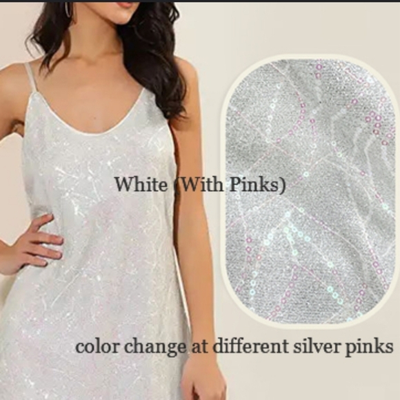 Allegra K - Glitter Sequins V-Neck Mini Dress-S - Picture 4 of 6